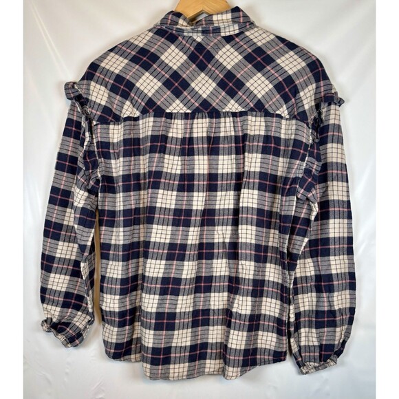 Rails Willow Almond Pink Navy Flannel Button Down Shirt Top Women’s Size Small - Picture 9 of 9
